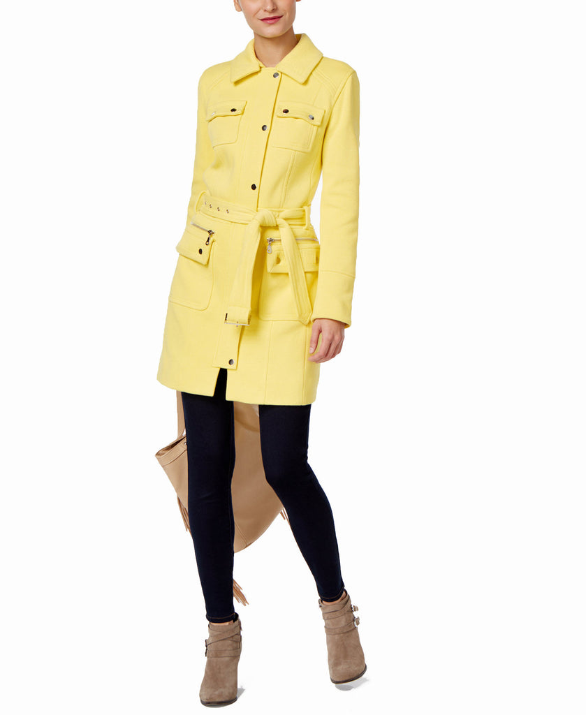 INC International Concepts Women Belted Walker Coat Sunray