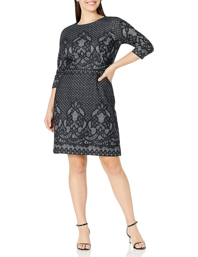 Gabby Skye Women Bonded Lace Pattern Dress