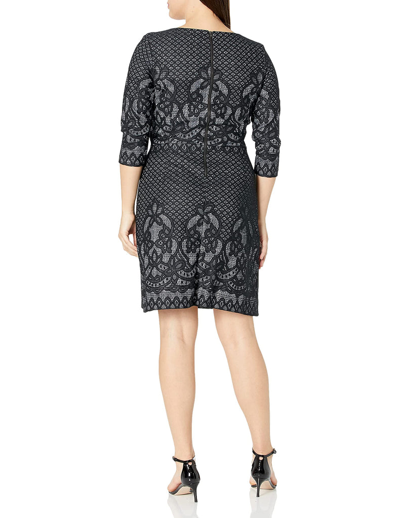 Gabby Skye Women Bonded Lace Pattern Dress