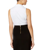 Cable & Gauge Women Pinstriped Shirt Bodysuit