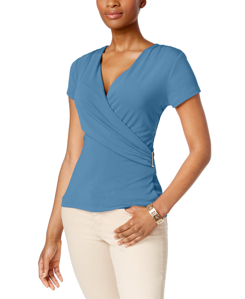 Charter Club Women Embellished Faux Wrap Top