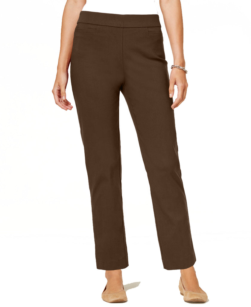 Alfred Dunner Women Classics Allure Pull On Slim Leg Pants Brown