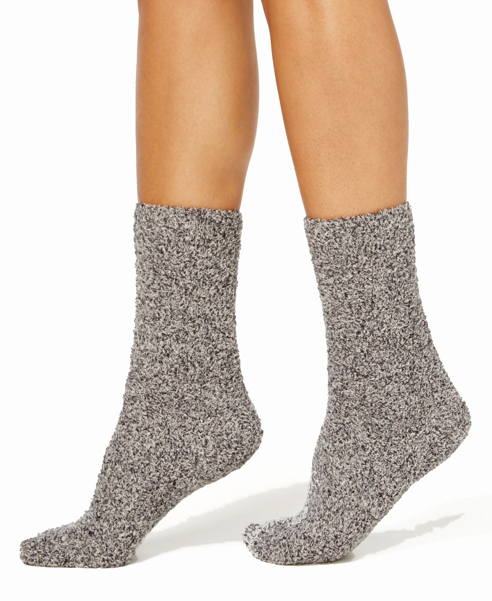 Charter Club Women Marled Supersoft Fuzzy Cozy Socks Black