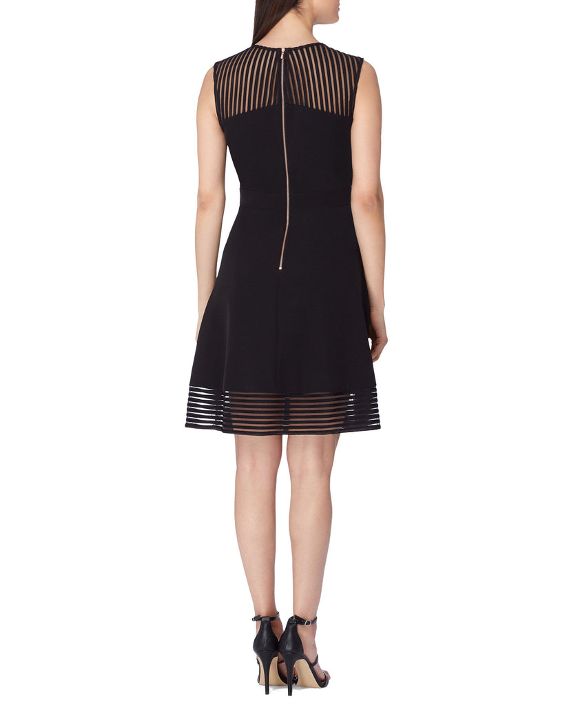 Tahari ASL Women Illusion Striped Fit & Flare Dress