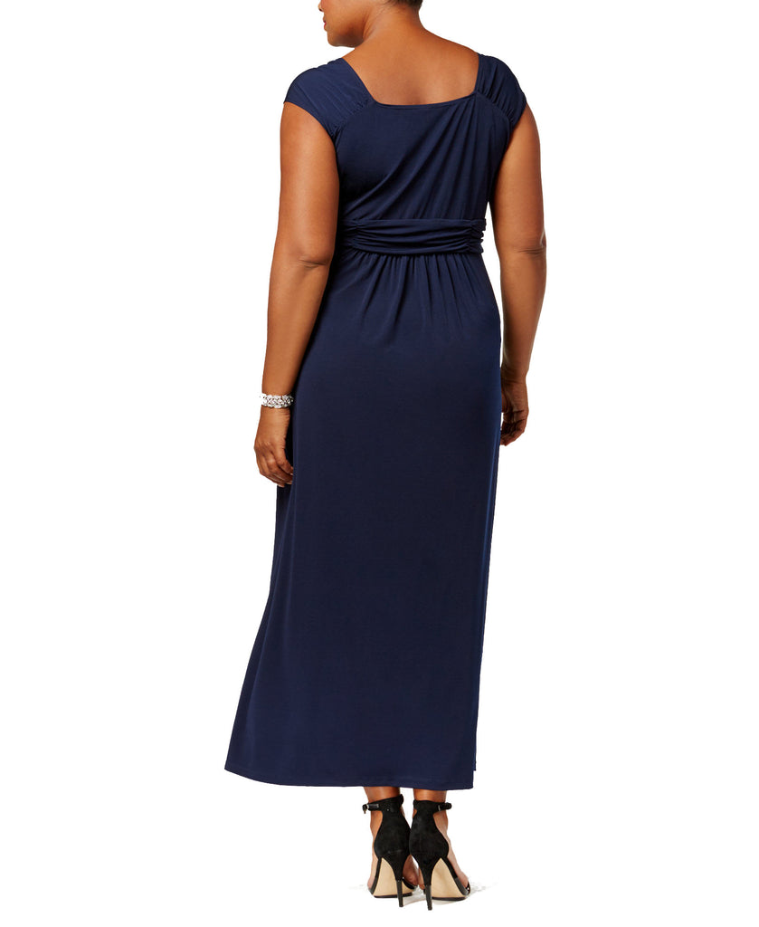 NY Collection Women Plus Ruched Empire Maxi Dress