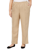 Alfred Dunner Women Plus Classic Pull On Straight Leg Pants Tan