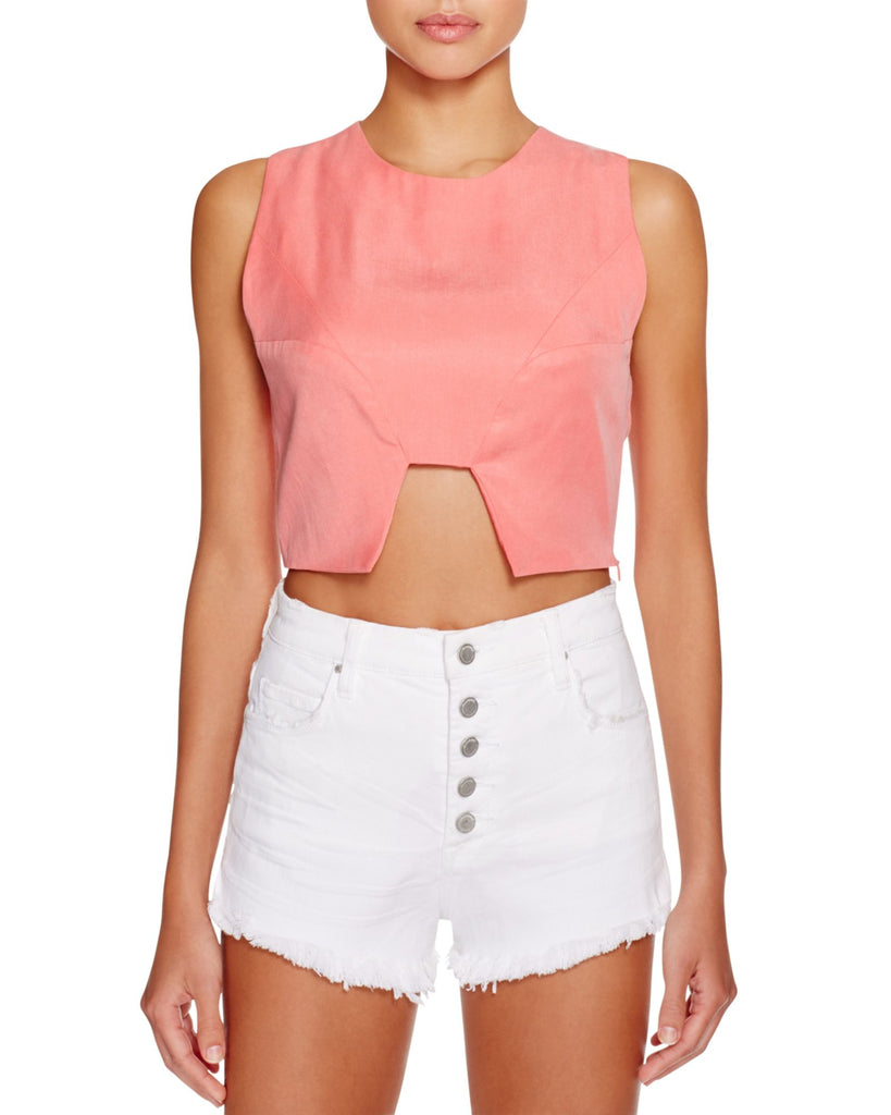 Kendall + Kylie Women Seamed Crop Top Porcelain Rose