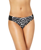 Bar III Women Kalediscope Printed Side Cinch Hipster Bikini Bottoms Black