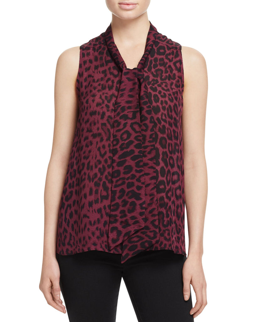 Parker Women Mia Printed Silk Top Cordovan Leopard