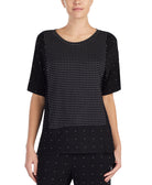 DKNY Women Contrast Dots Pajama Top Black