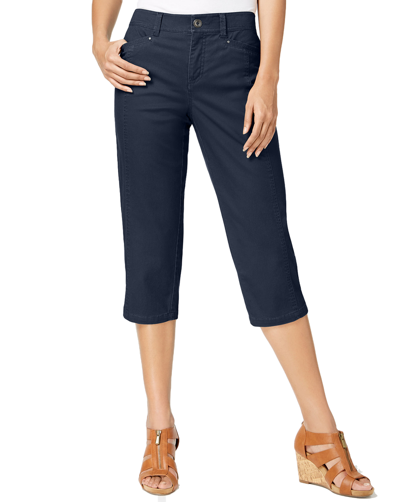 Style & Co Women Split Hem Capri Pants Industrial Blue