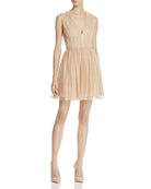 Alice and Olivia Women Monica Tulle Party Dress Natural Gold