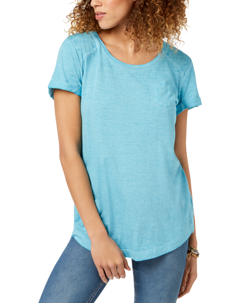 Style & Co Burnout T Shirt Lake Teal