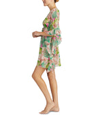 Betsey Johnson Women Striped Chiffon Ruffle Cuff Caftan