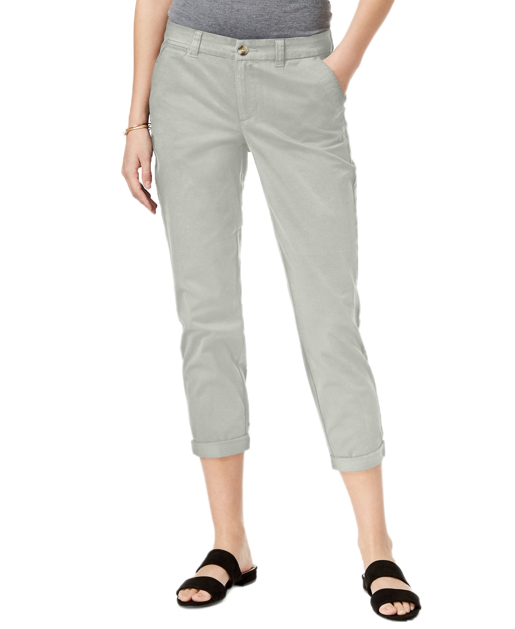 Maison Jules Women Slim Ankle Pants Stone Wall