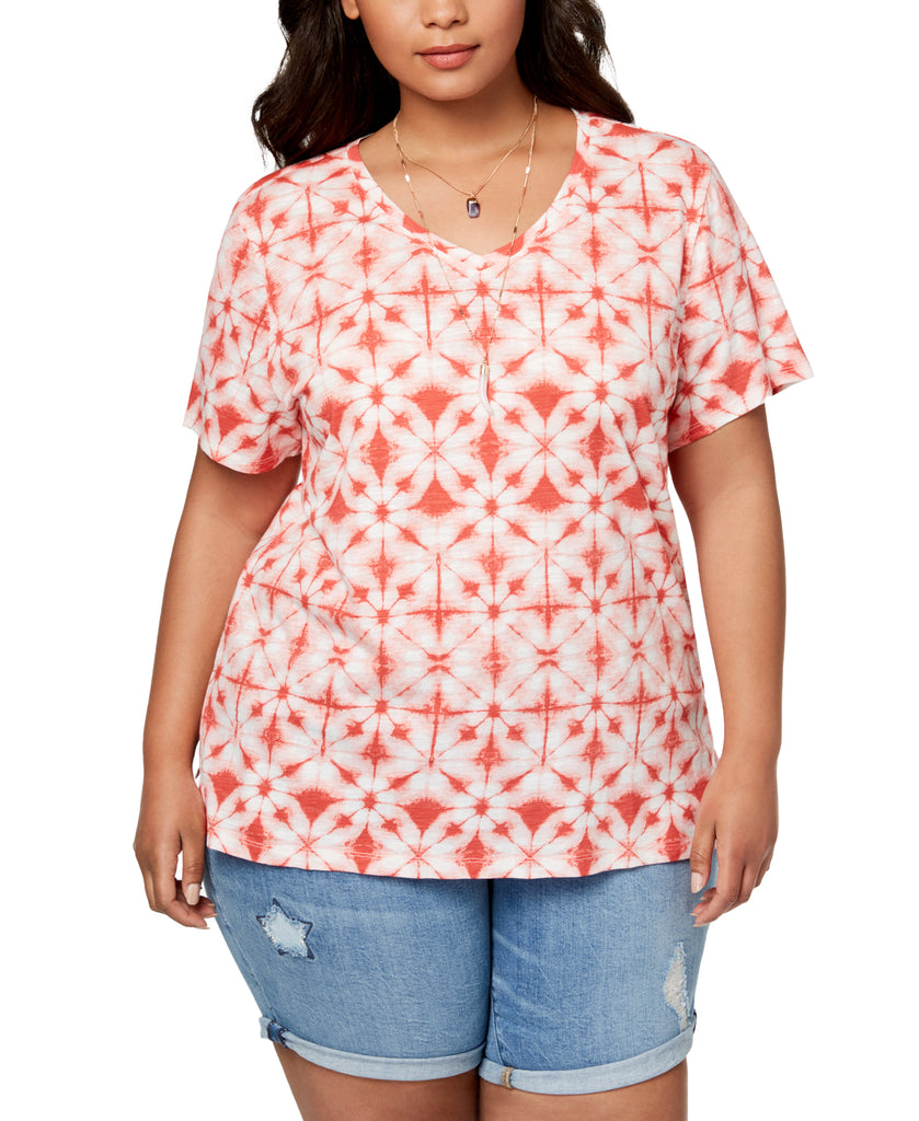 Style & Co Women Plus Printed Essential T Shirt Pimpernel