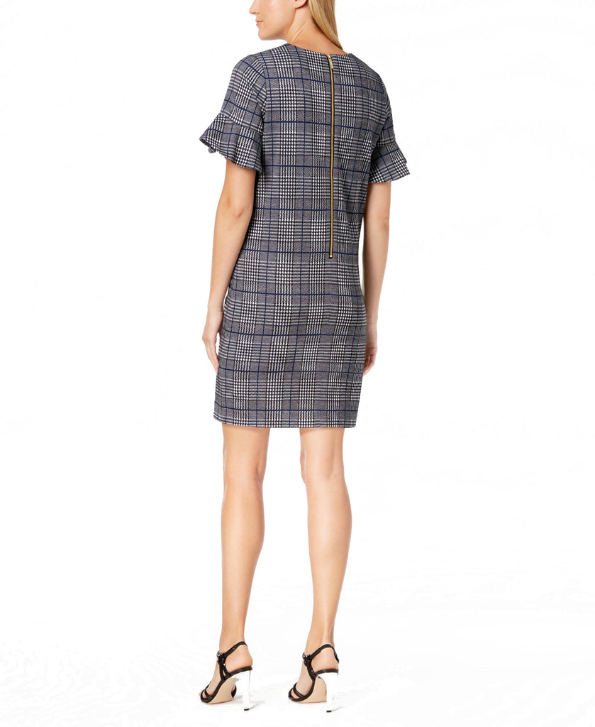 Calvin Klein Women Menswear Plaid Bell Sleeve Dress