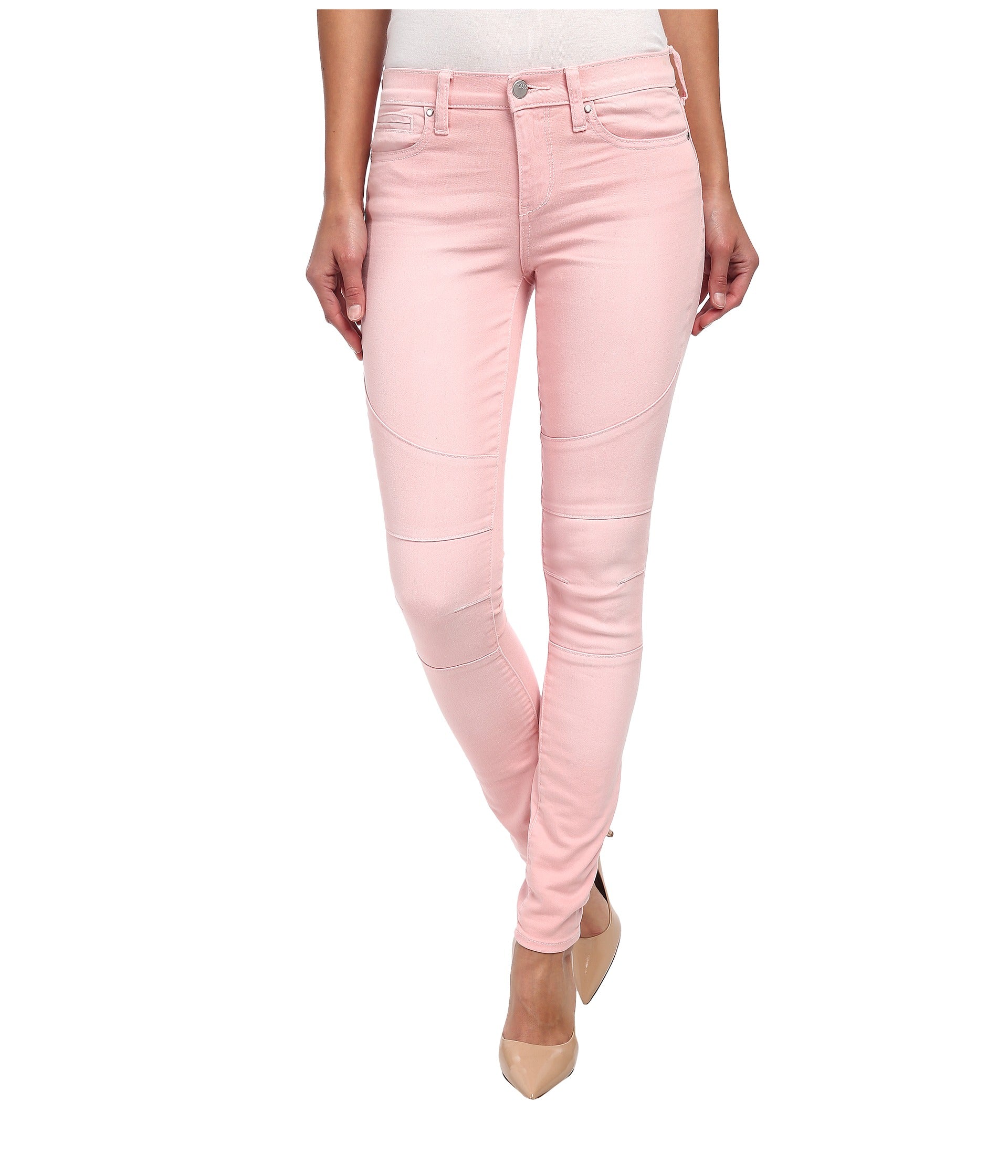 DKNY Women Avenue B Skinny Moto Jeans Flamingo