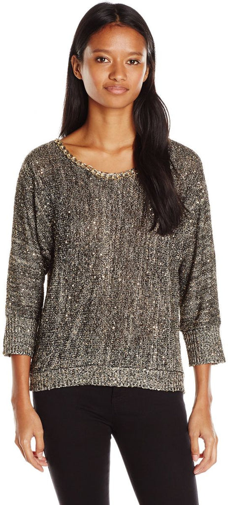 XOXO Juniors Chain Detail Sequin Pullover Sweater